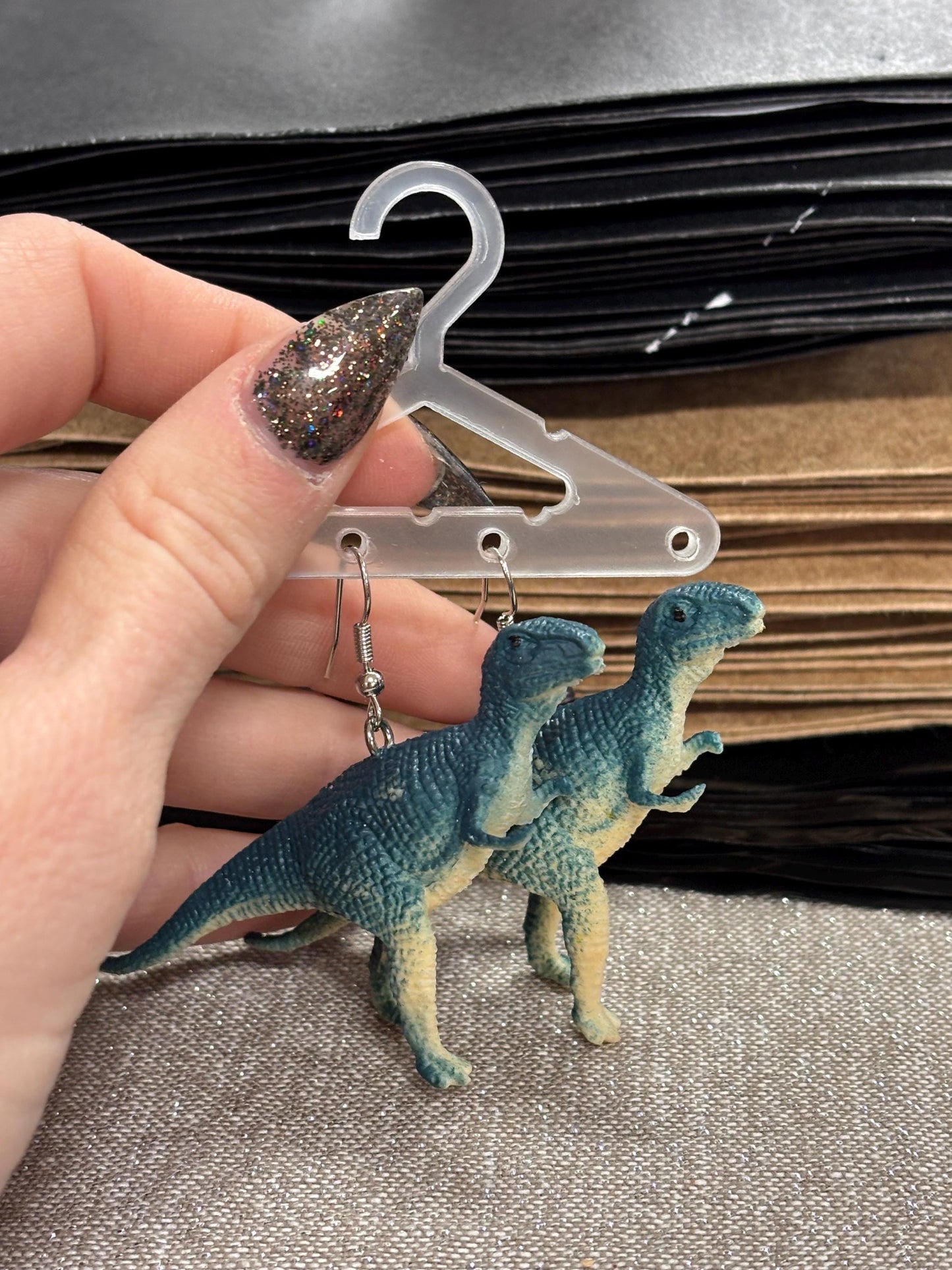 Blue Dinosaur Earrings