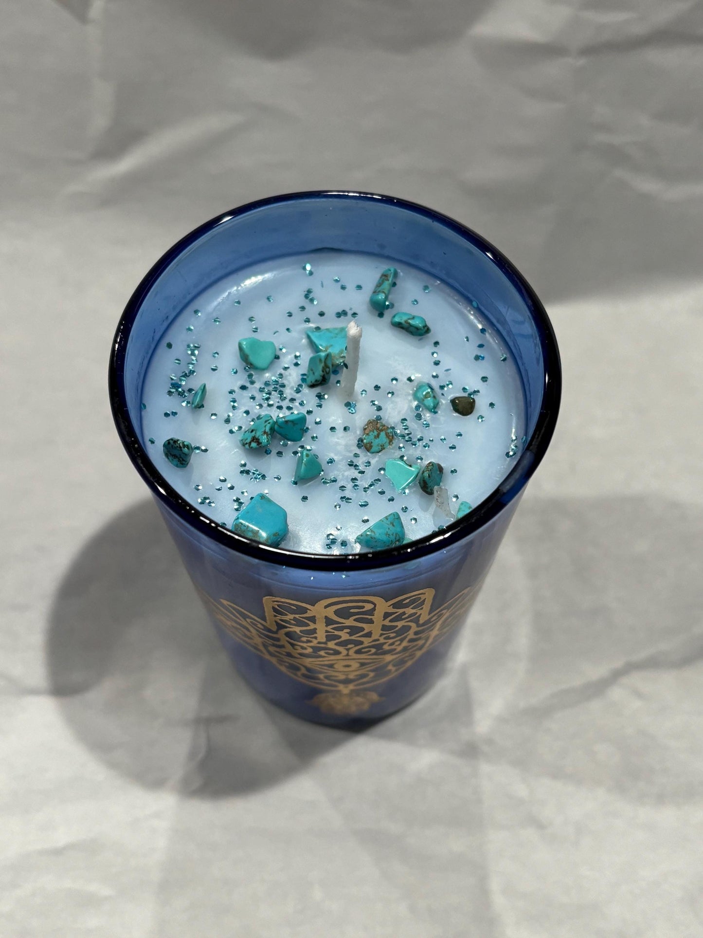 Blue Hamsa Candle