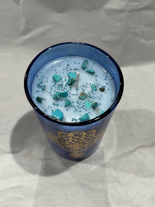 Blue Hamsa Candle