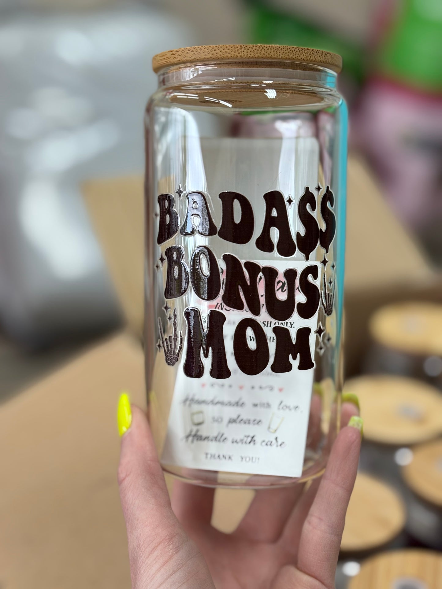 Bonus Mom Glass Cup