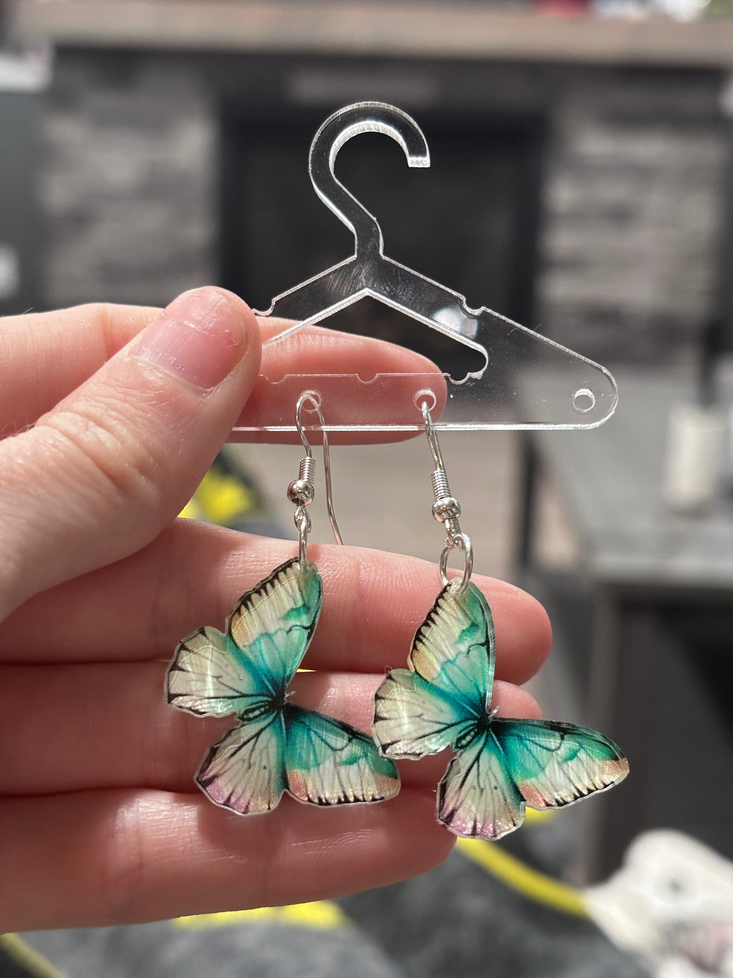 Green Butterfly Earrings