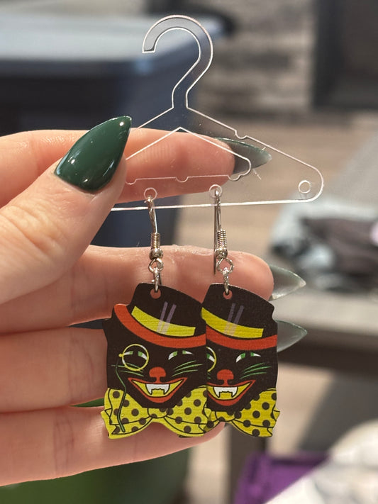 Halloween Black Cat Earrings